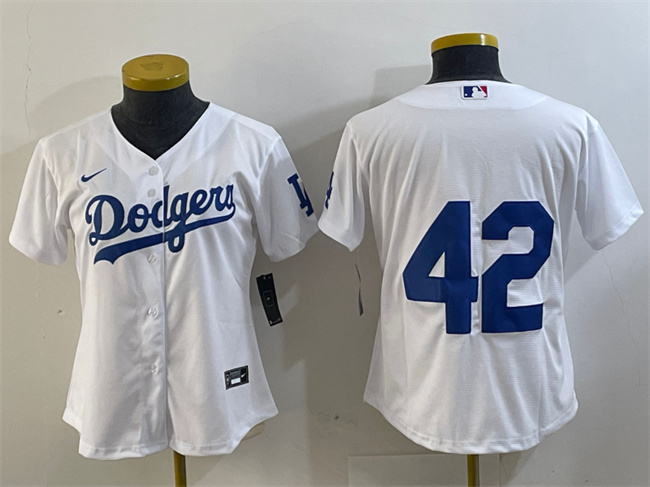 Youth Los Angeles Dodgers #42 Jackie Robinson White With Patch Stitched Baseball Jersey